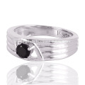 Schöne schwarze Onyx Edelstein Set in Prong 925 Silber Ring für alle Anlässe